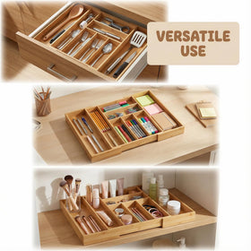 Klabelle bamboo drawer organizer expandable adapts to 6-8 slots