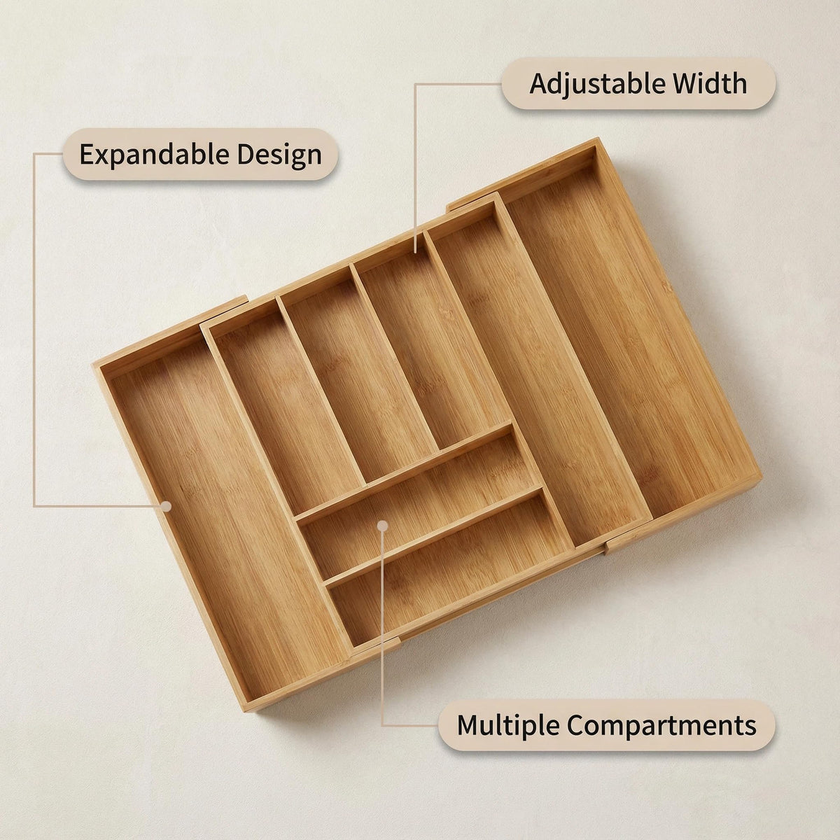Klabelle bamboo silverware tray natural finish protects cutlery surfaces