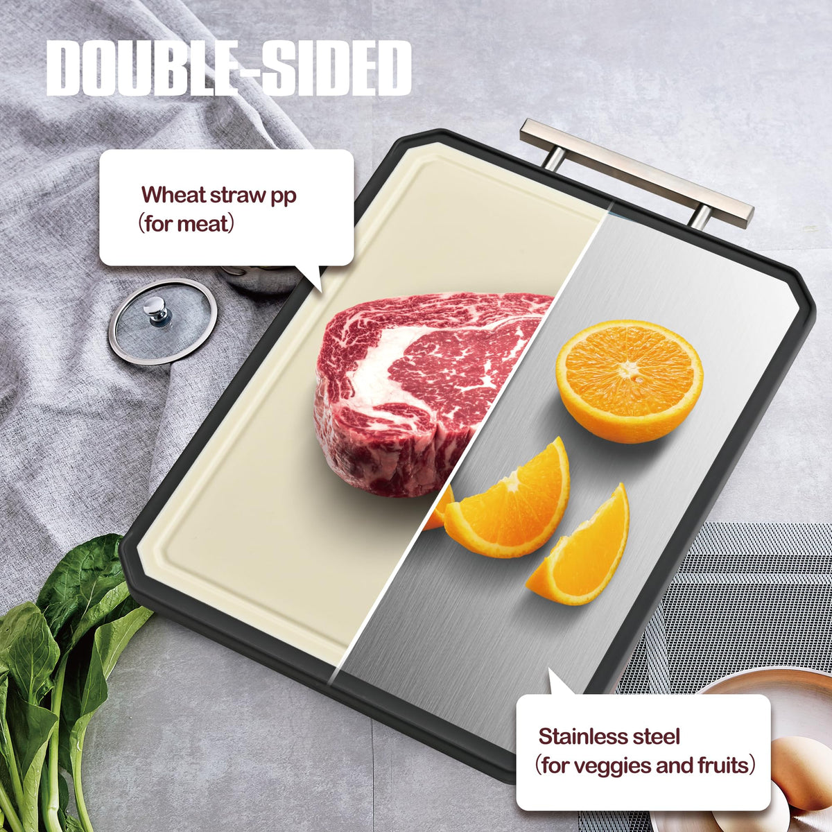 KLAPOLA Snowclad stainless steel handle provides secure grip
