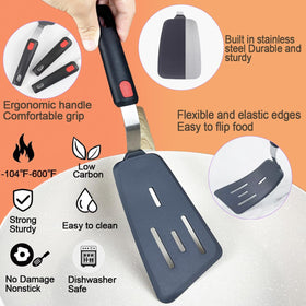KLAQQED slotted spatula for draining fats while lifting foods