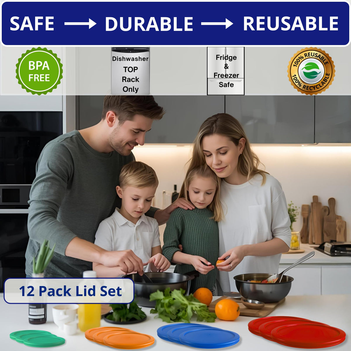 Klare Ware 4-cup blue lid seal highlight for secure microwave-ready containers.