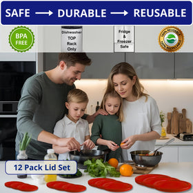Klare Ware red 4-cup lid for round bowls with durable, non-stick surface.