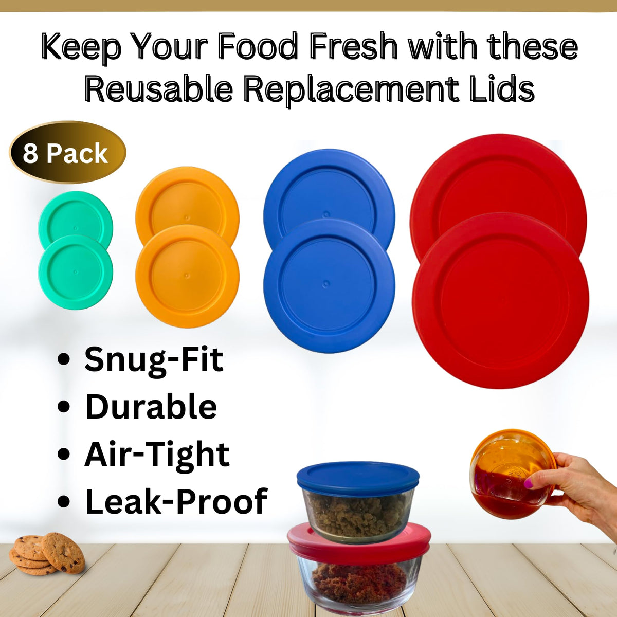 Klare Ware 8-pack lids provide versatile replacements for multiple sizes