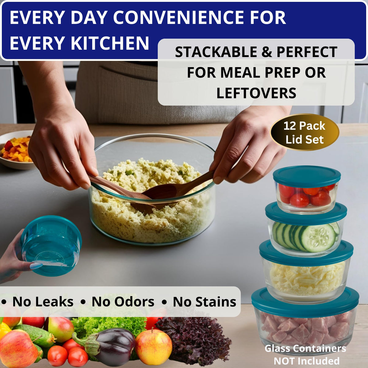 Klare Ware replacement lids pack includes three sizes for versatile storage.