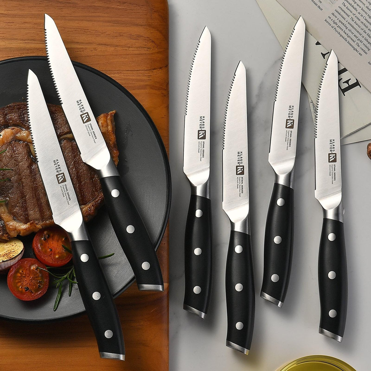 Klaus Meyer 8pc steak knives ideal for elegant dining
