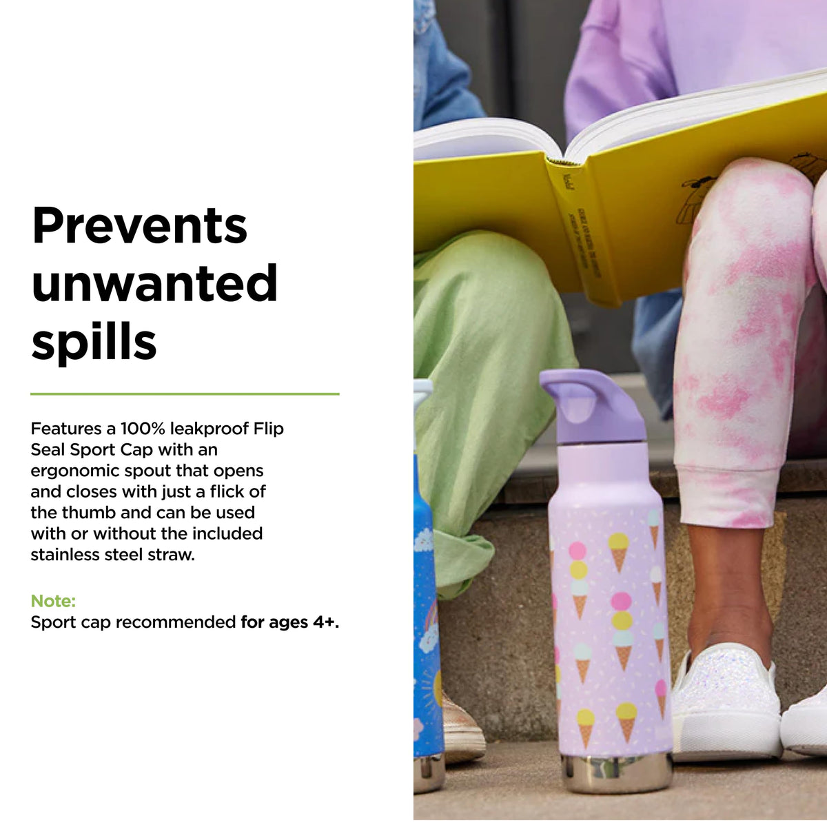 Klean Kanteen kid's bottle in BPA-free stainless steel ensures clean taste and safe hydration