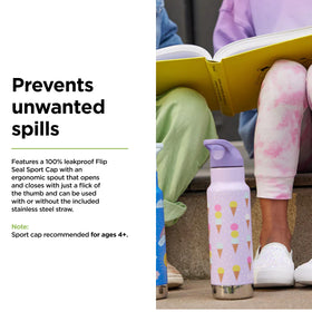 Klean Kanteen kid's bottle in BPA-free stainless steel ensures clean taste and safe hydration