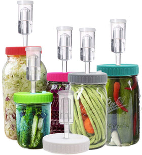 Klemon fermentation lid for wide-mouth jars with airtight seal.