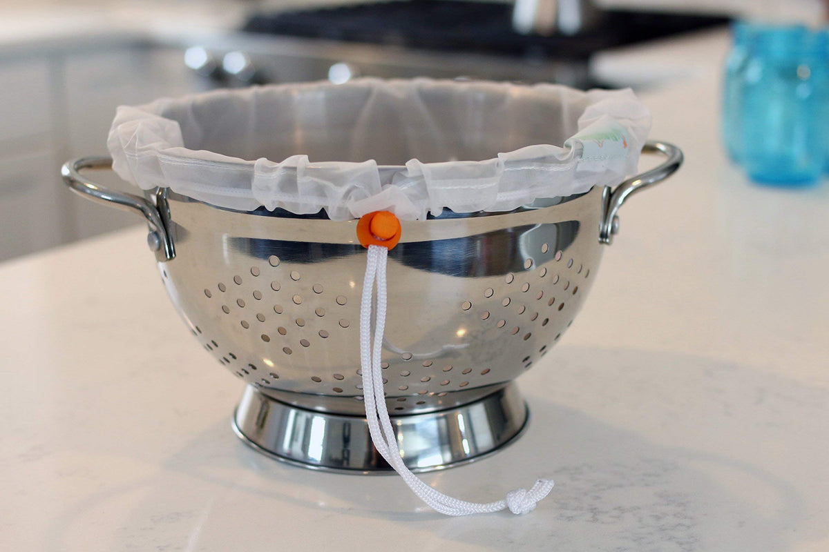 Cord lock detail on Kleynhuis strainer pouch showing secure closure
