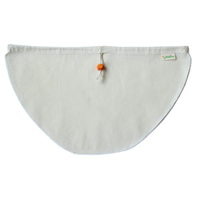 Kleynhuis Greek Yogurt Strainer Pouch opened over a colander for drainage