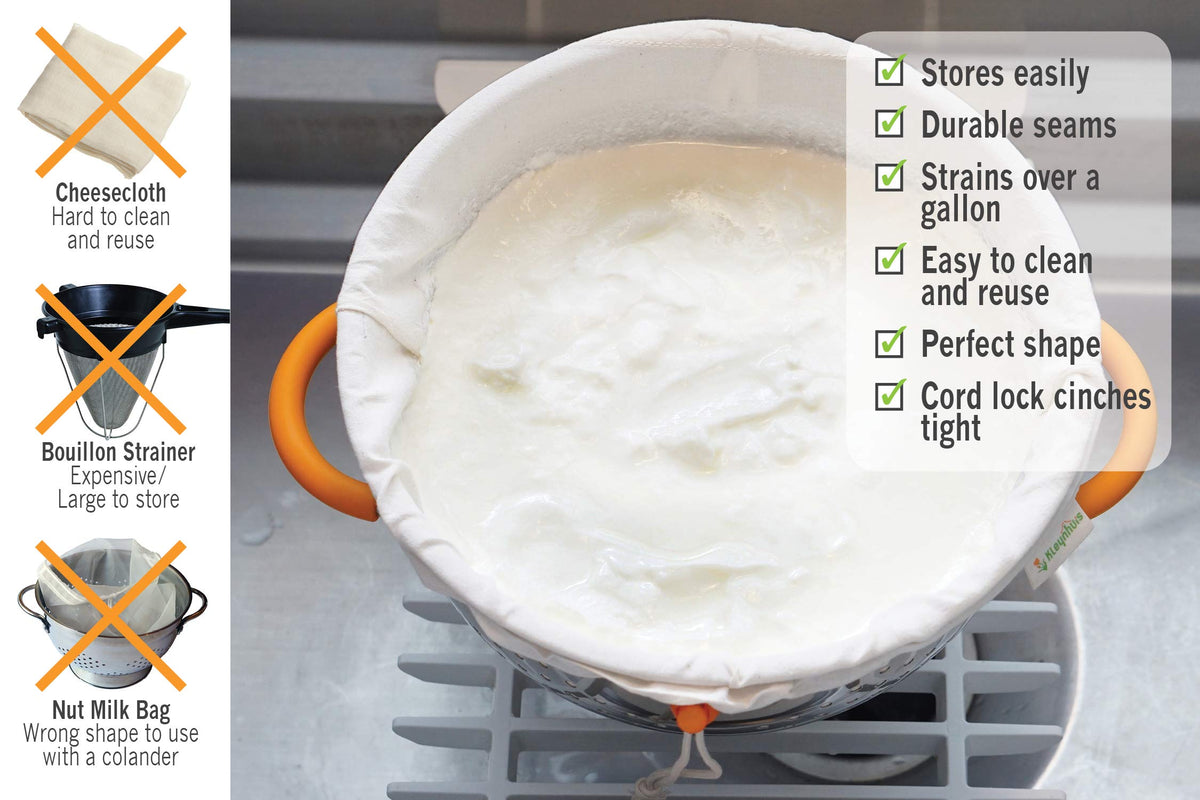 Kleynhuis Patented liner supports colander compatibility up to 10.5 inches