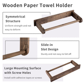 klleyna wall-mounted paper towel holder close-up shows the solid wood grain