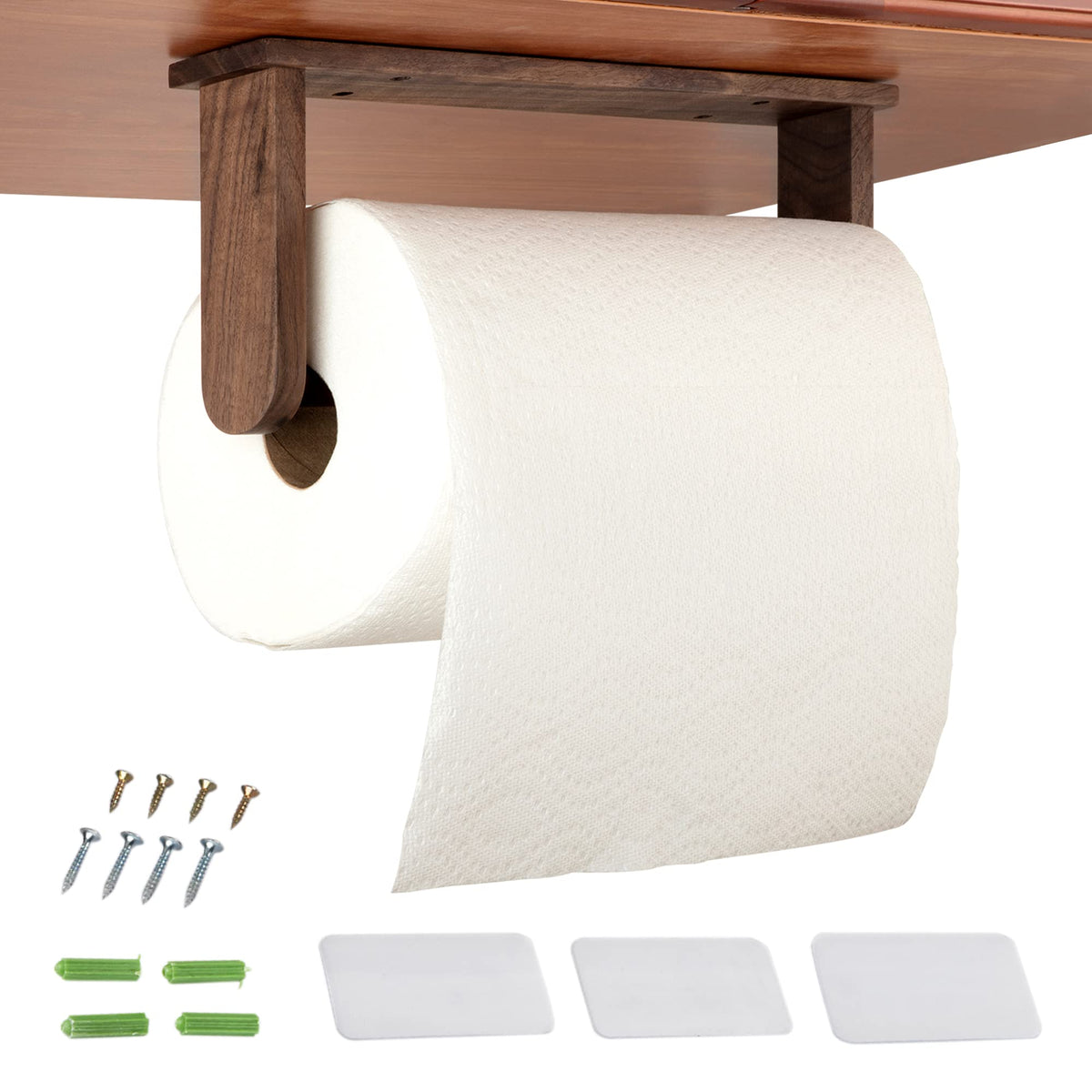 klleyna wood paper towel holder under cabinet in kitchen, sturdy and space-saving