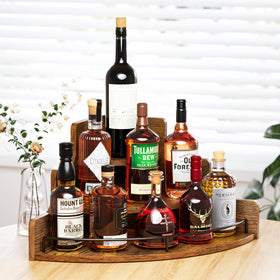 KLM 3-tier Corner Shelf brown demonstrates modular storage for whiskey and wine
