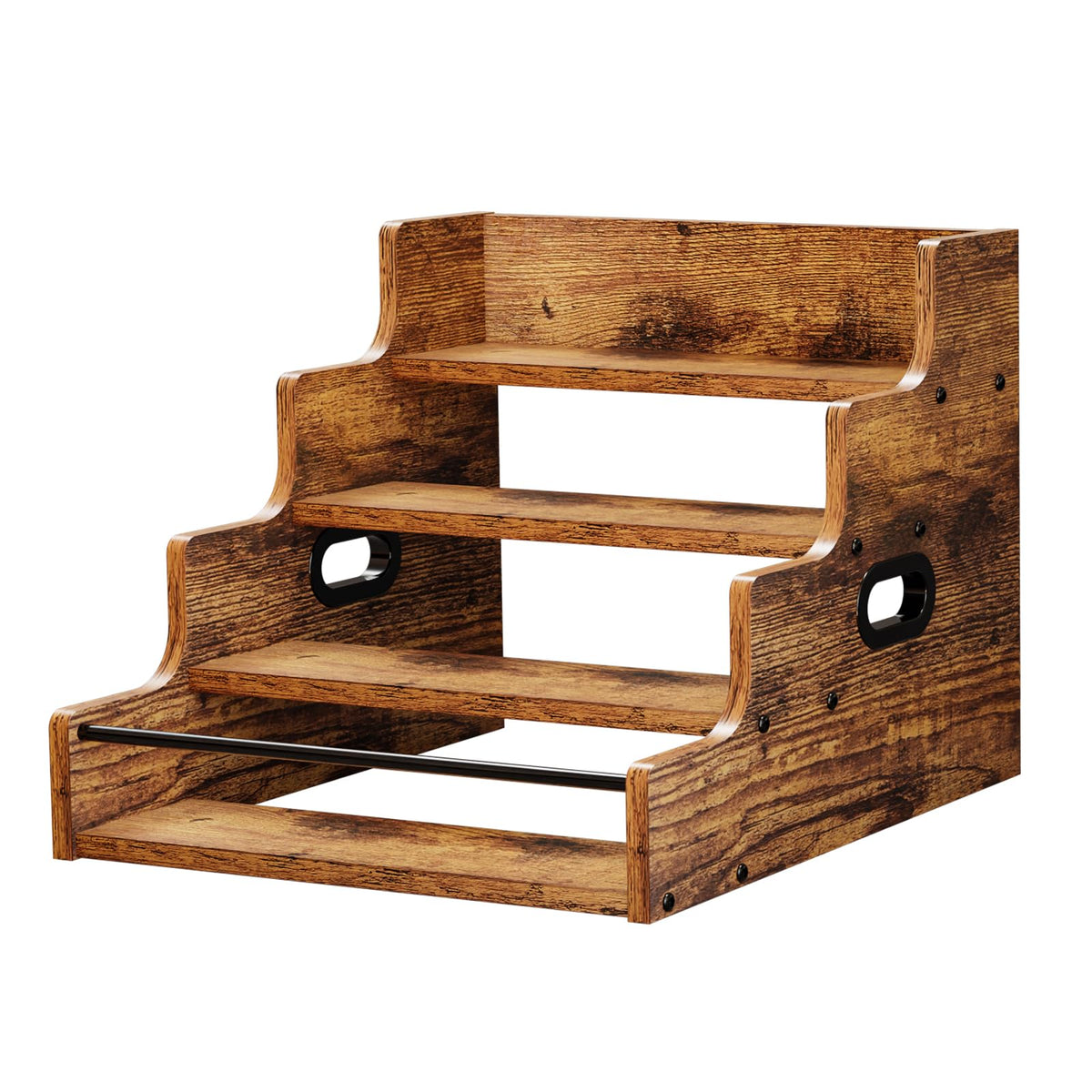KLM brown retro bar shelf with wipe-clean surface.