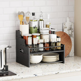 KLM guard rails on display tiers prevent items from tipping