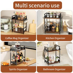 KLM hanging basket organizer adds vertical storage for small items.