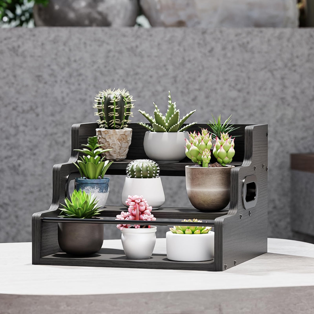 KLM display helps organize bottles, syrups, and mixers for everyday bar moments.