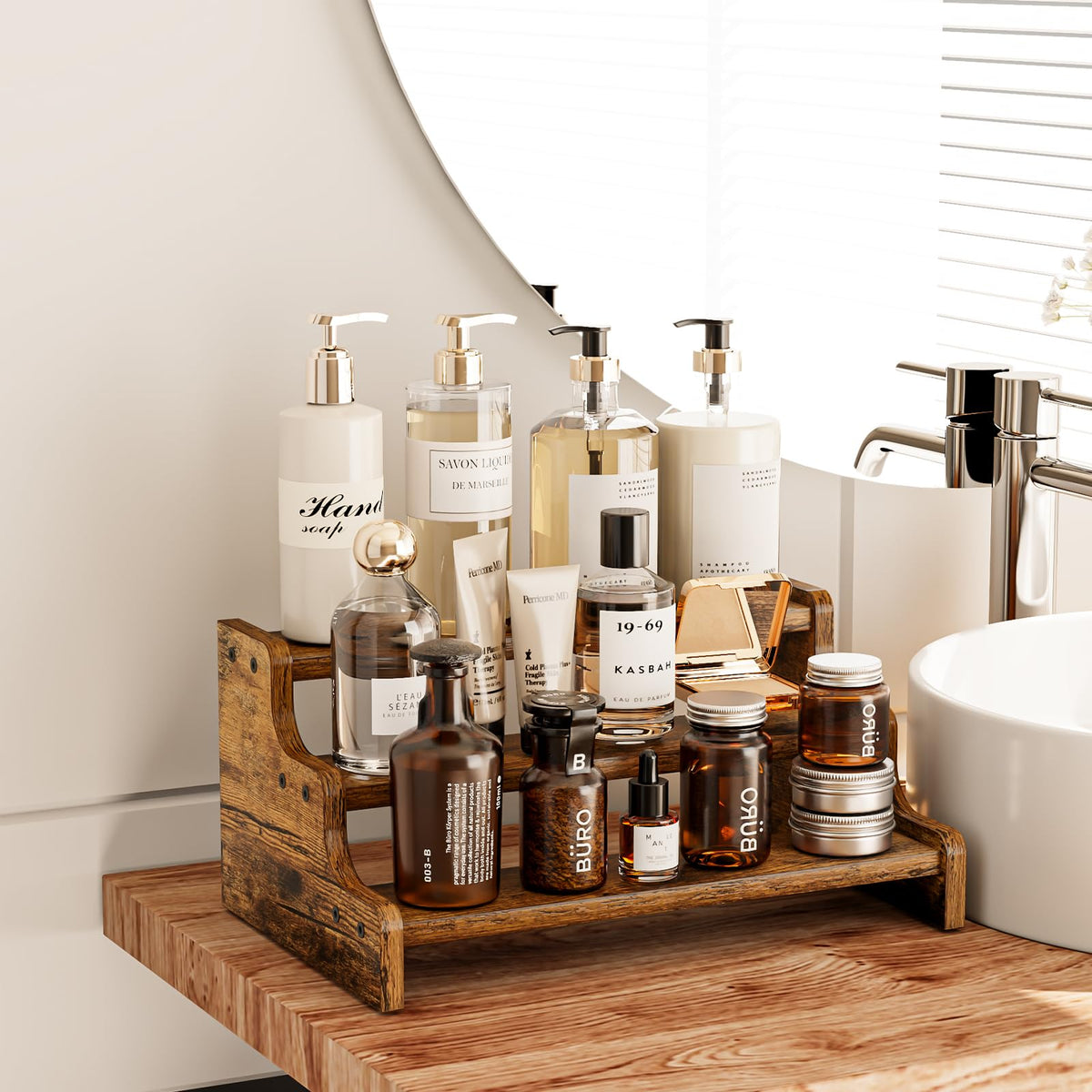 KLM versatile design holds jars, seasonings, and baking supplies.