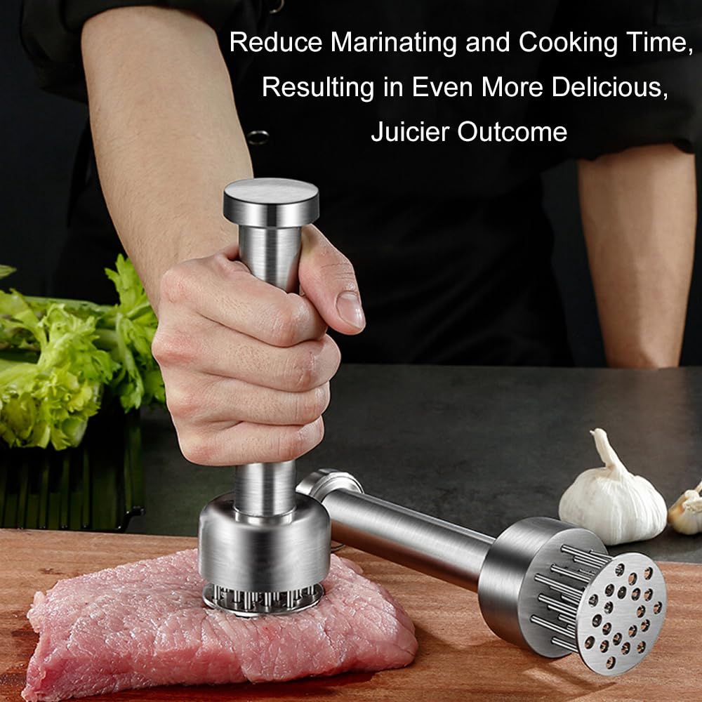 Kloahmo meat tenderizer needle head close-up for precise tenderizing.