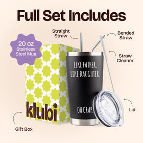 KLUBI dad travel mug in use, on the go, keeping beverages steady