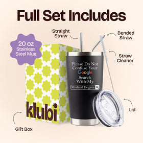 KLUBI doctor gifts tumbler 20oz with leak-resistant lid