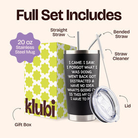 KLUBI double-wall stainless steel maintains temp for hours.