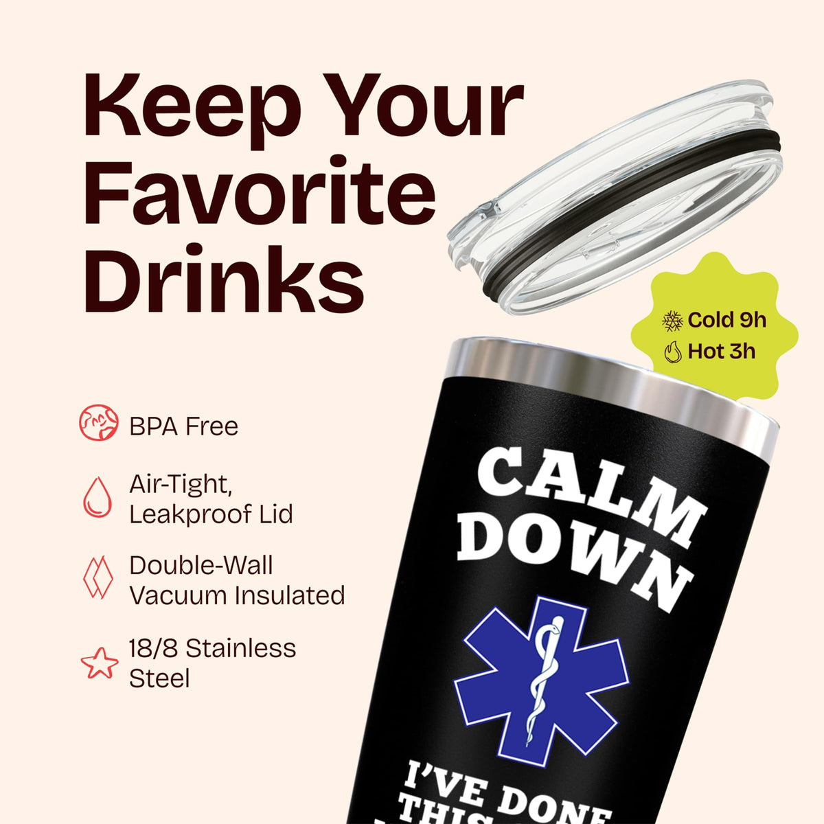 KLUBI EZ Slide lid provides leak-resistant portability for on-the-go shifts.