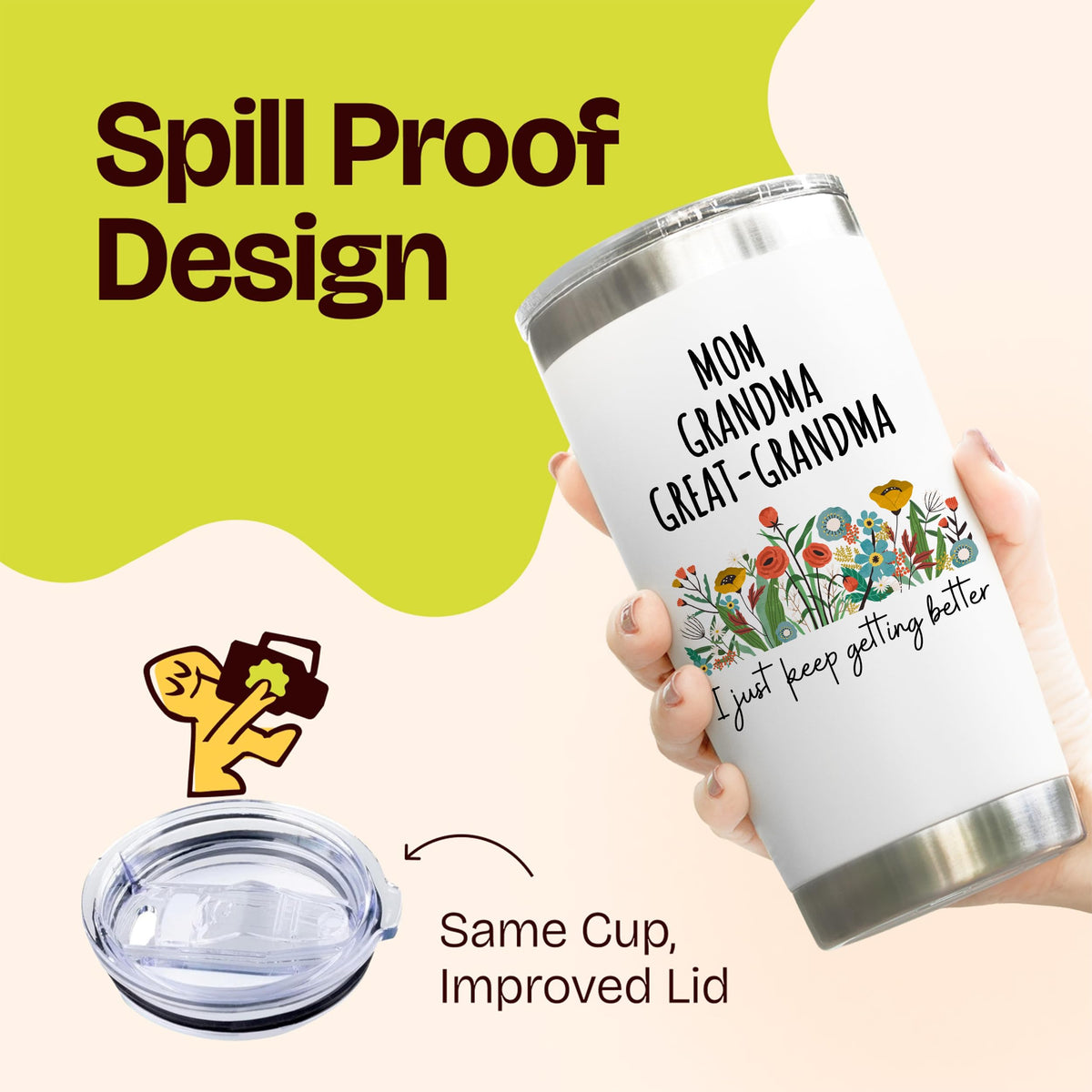 KLUBI daily-use tumbler with stylish floral design fits kitchen and office.