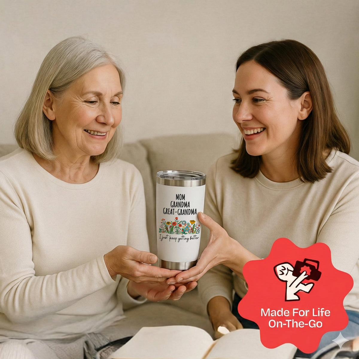 KLUBI Great Grandma Gifts floral design mug for daily coffee or tea rituals.
