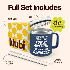 KLUBI navy tumbler with double-wall insulation keeps beverages at the right temperature