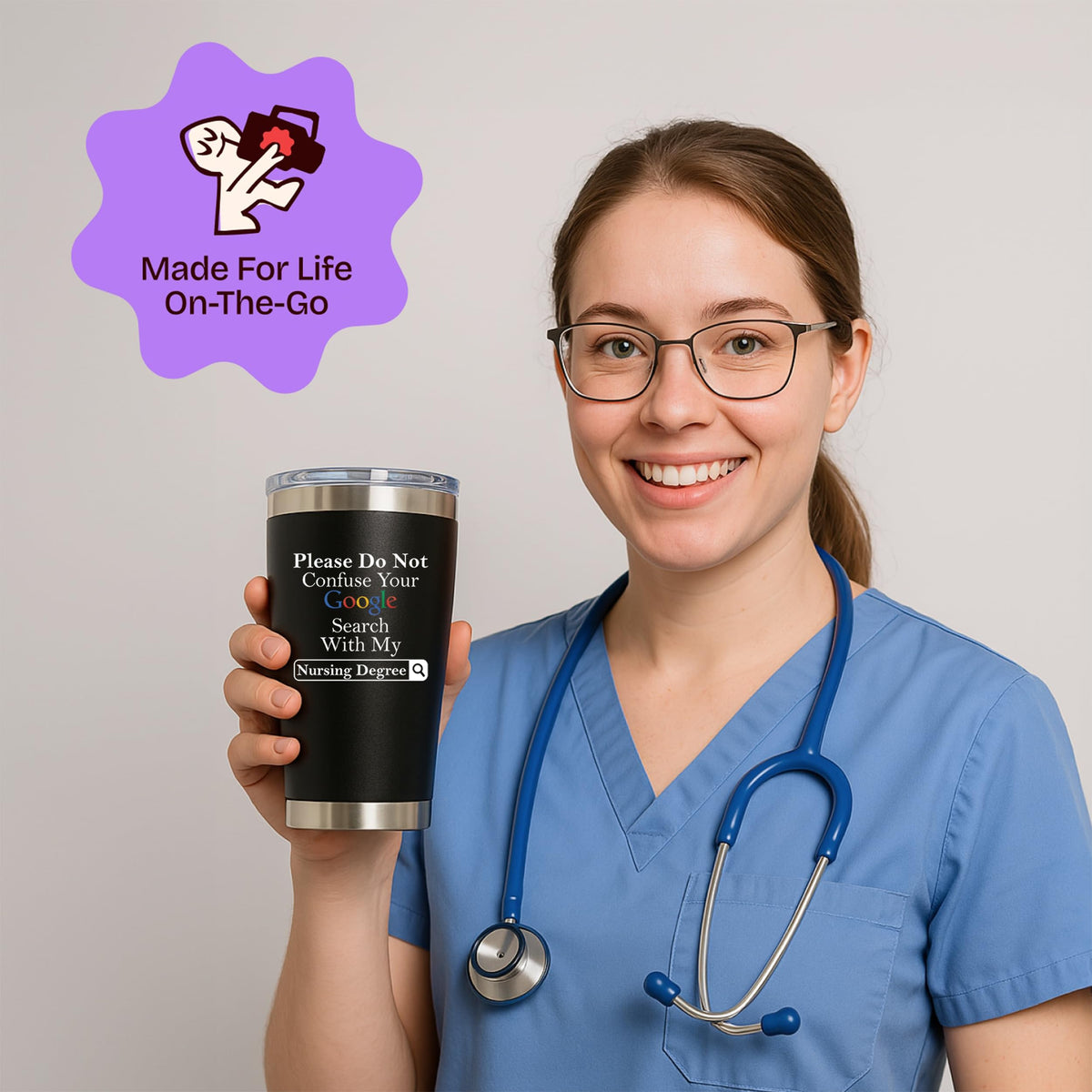 Close‑up of KLUBI 20oz tumbler highlighting compact design and grip