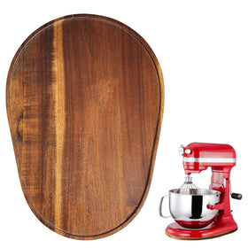 Klxuyuo Acacia wood mixer slider mat on countertop for easy positioning