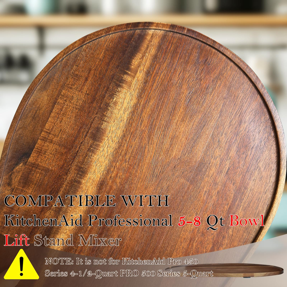 Klxuyuo Acacia slider mat compatible with KitchenAid Tilt-Head 5-8 qt