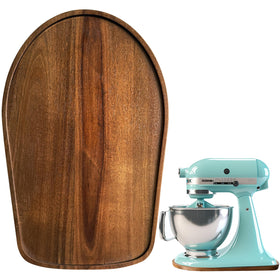 Klxuyuo Acacia Wood Mixer Slider Mat front view showing sturdy base for KitchenAid