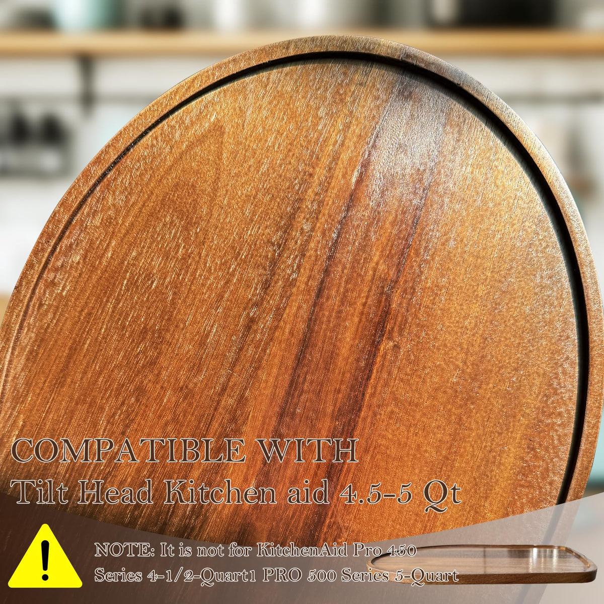 Klxuyuo Acacia Wood Mixer Slider Mat top view for smooth mixer glide