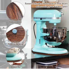 Klxuyuo scratch-resistant mixer mat protects countertops during bold mixing sessions.