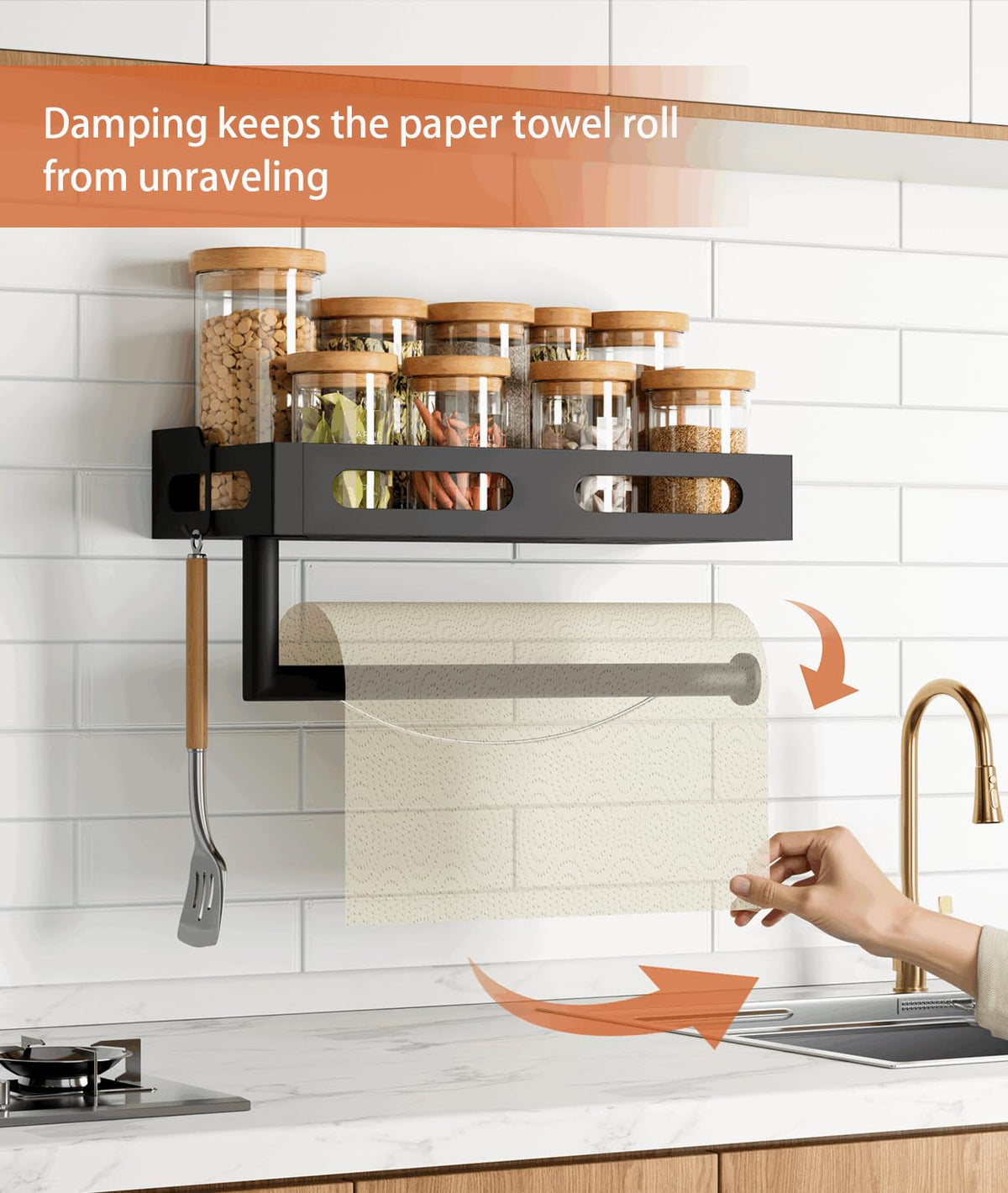 KLYLVENNE paper towel holder wall mount shelf storage add-on