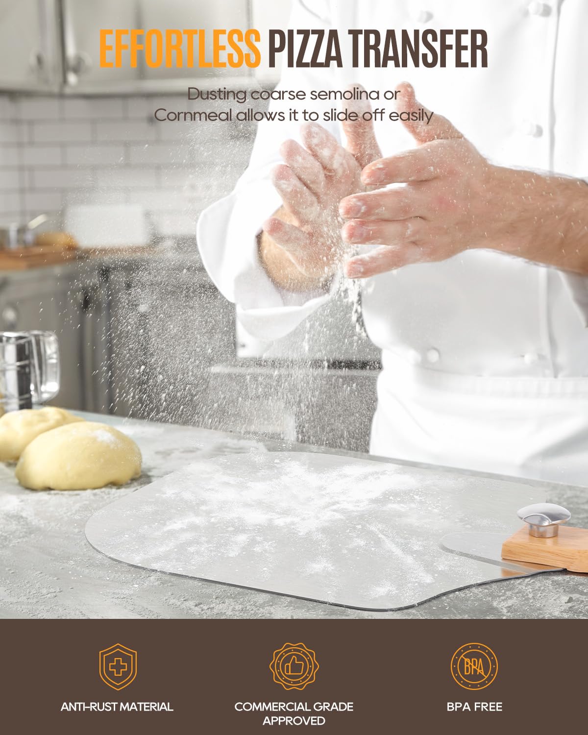 KLYRO 14-inch rocker cutter with cover for precise crust slicing.