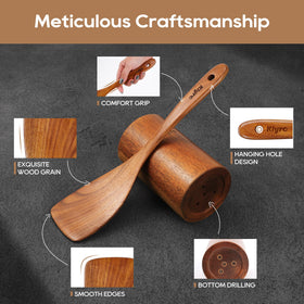 KLYRO wooden spaghetti spoon for saucy pasta dishes