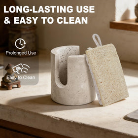 KLYROVA plant-based kitchen sponge with wood pulp, gentle on hands.