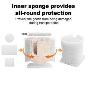 KLYROVA sponge holder on sink edge demonstrates compact organization.