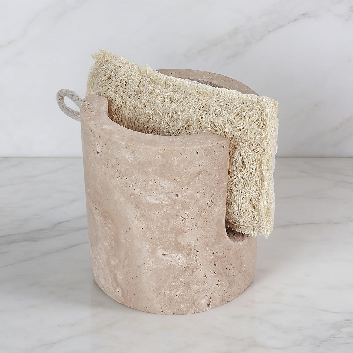 KLYROVA travertine sponge holder rust-proof and durable.