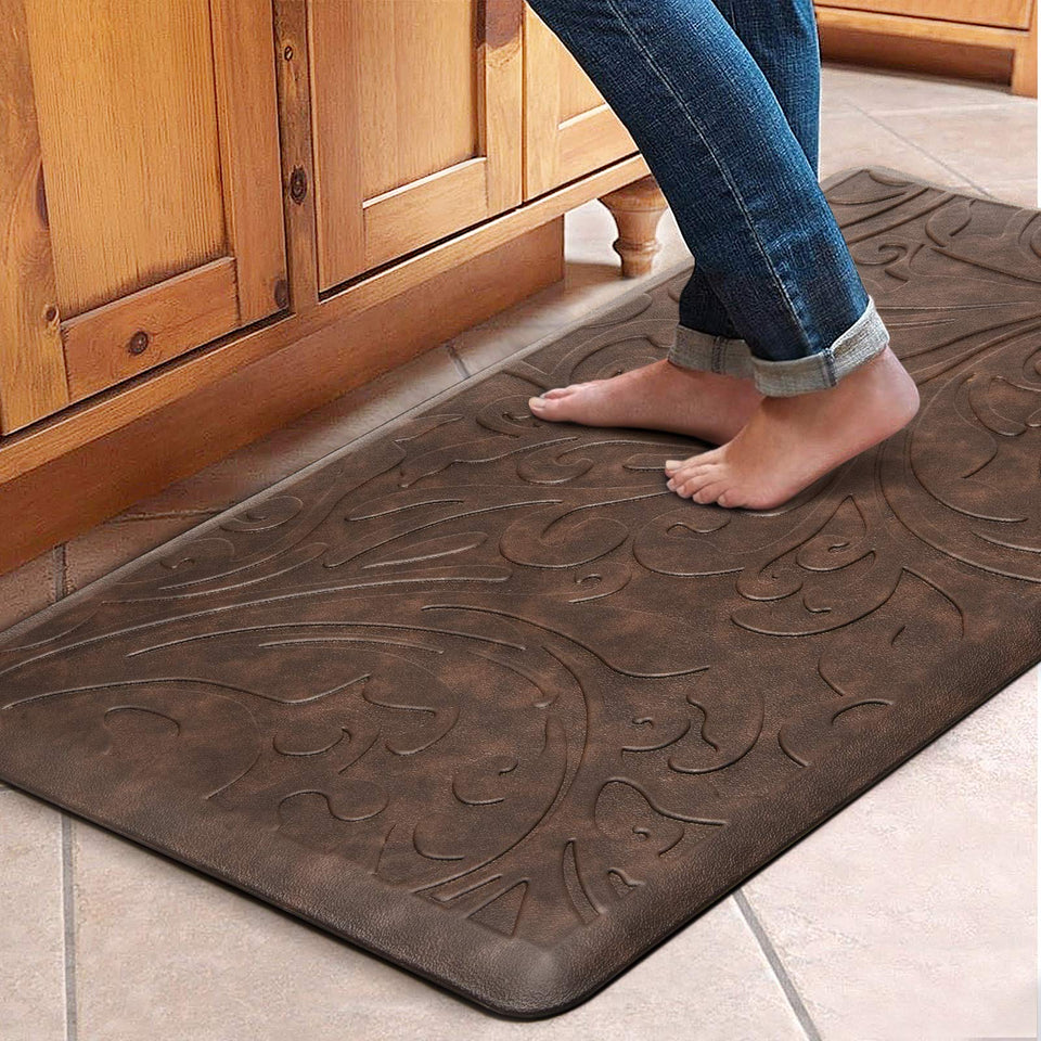 KMAT kitchen mat anti-fatigue foam core provides comfortable standing during cooking.