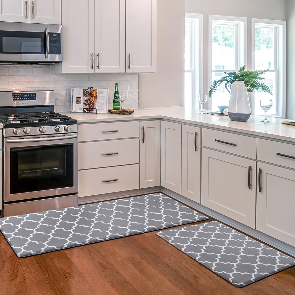 KMAT kitchen mat anti-fatigue rectangle two-piece set cushions long cooking sessions