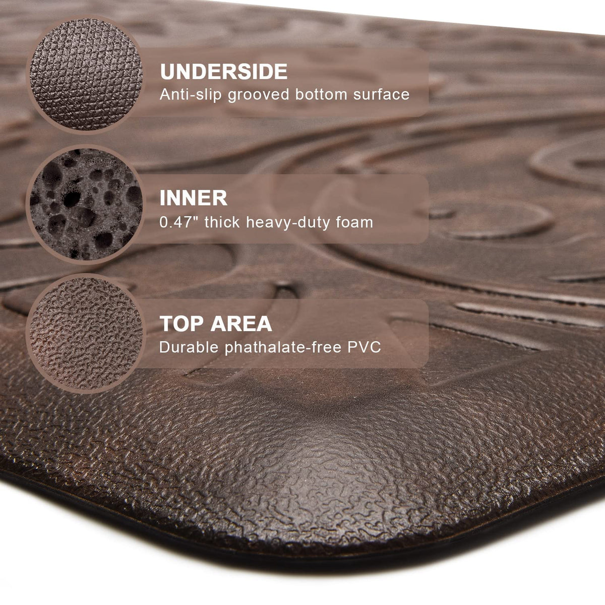 KMAT kitchen mat beveled edge and non-slip bottom for safety