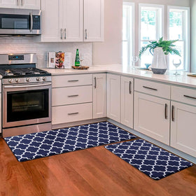 KMAT kitchen mat blue pair provides cushioned comfort for long cooking sessions