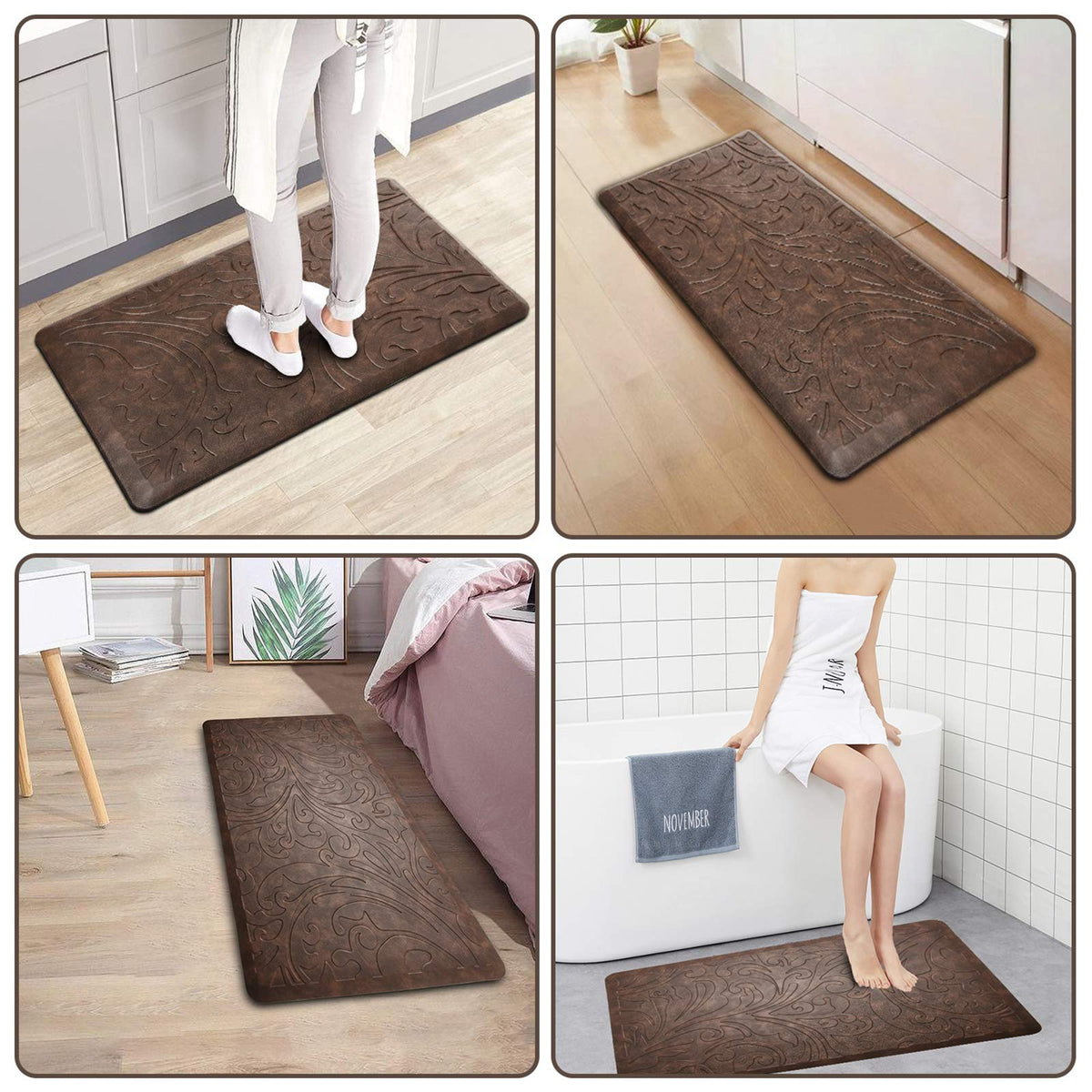 KMAT brown kitchen mat blends with any decor for versatile placement.