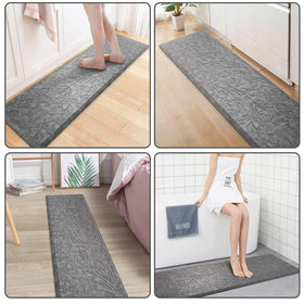 KMAT Kitchen Mat non-slip bottom provides stable footing on smooth floors.