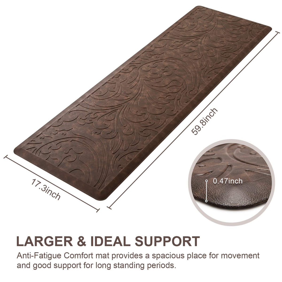 KMAT kitchen mat waterproof top texture for easy spills and cleanups